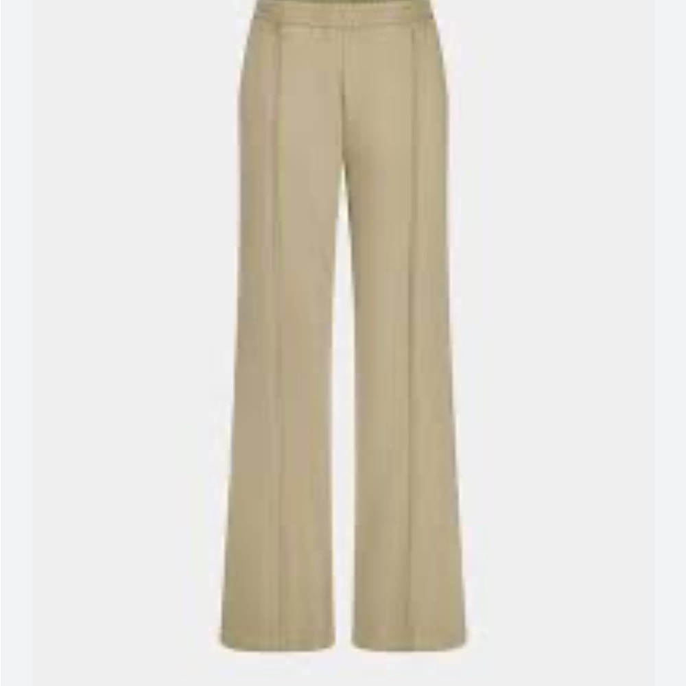 Vintage Wide Leg Tailored Pants Beige Tan High Waist Trouser Office Size 6
